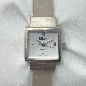 Eikon Watch Women 18mm Silver Tone Brushed Metal Retro New Battery SMALL 5.75"